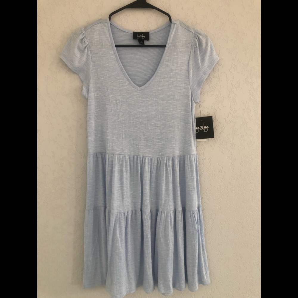 Blue dress size S, polyester and spandex